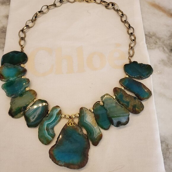 Chloé Necklace Chunky Statement Teal Agate Gemstone